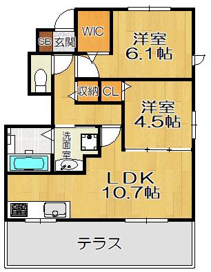 ルピナス(2LDK/1階)の間取り写真