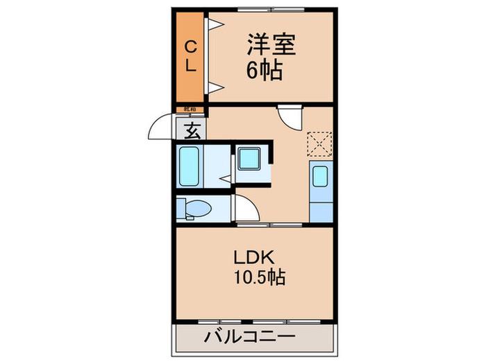 大商第1マンション(1LDK/2階)の間取り写真