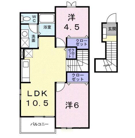 エヴァーグリーン(2LDK/2階)の間取り写真