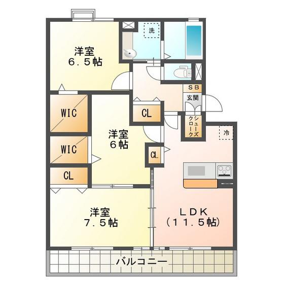 LAVENDER HEARTS(3LDK/2階)の間取り写真