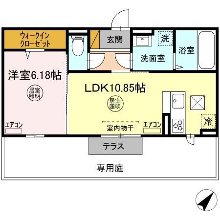 TORISIA N(1LDK/1階)の間取り写真