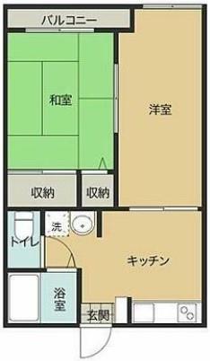 桃山ハイツ(2K/1階)の間取り写真