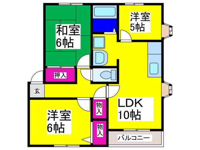 フラッツ向陽台W棟(3LDK/1階)の間取り写真