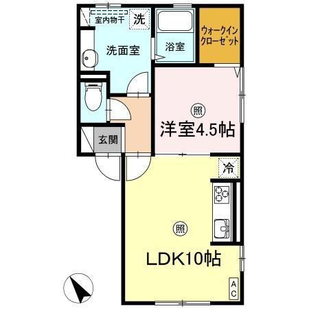 カルティエIII(1LDK/2階)の間取り写真