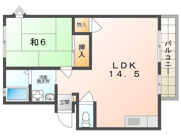 ゆったりPOPO(1LDK/3階)の間取り写真
