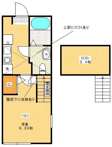 ステラハウス(1K/2階)の間取り写真