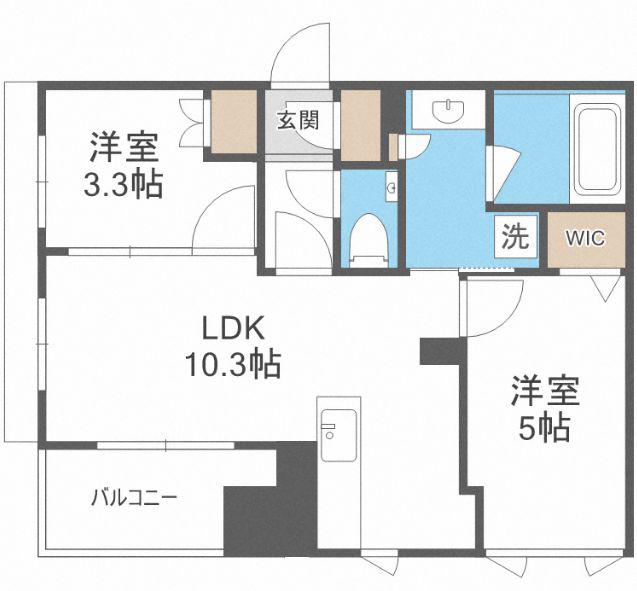 ブラントン薬院(2LDK/13階)の間取り写真