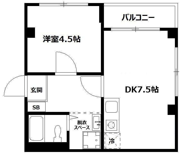 O・Tビル(1DK/3階)の間取り写真