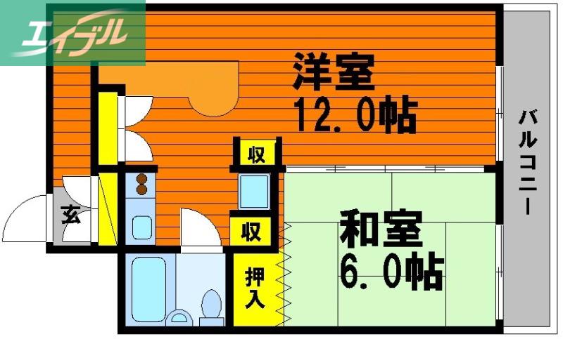 チュリス幸町(1LDK/7階)の間取り写真