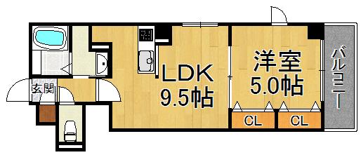 アールワイ西宮(1LDK/6階)の間取り写真