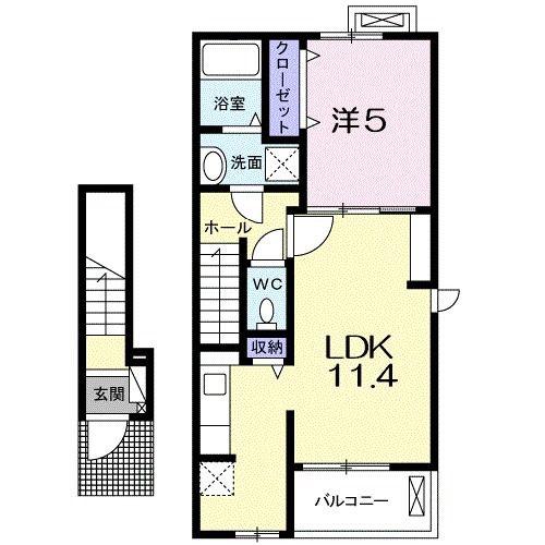 レイアプレイス港南台(1LDK/2階)の間取り写真