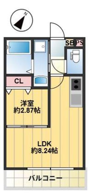 THE NOBLES 福岡空港前(1LDK/3階)の間取り写真