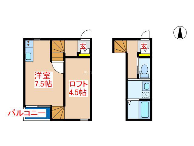 PROUD鹿屋(1SK/2階)の間取り写真