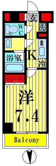ユリカロゼ西新井(1K/7階)の間取り写真