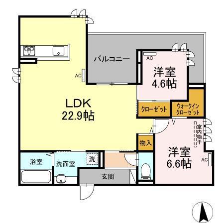 エグレットテラス(2LDK/2階)の間取り写真
