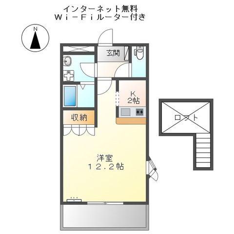 アシュランス(1K/2階)の間取り写真