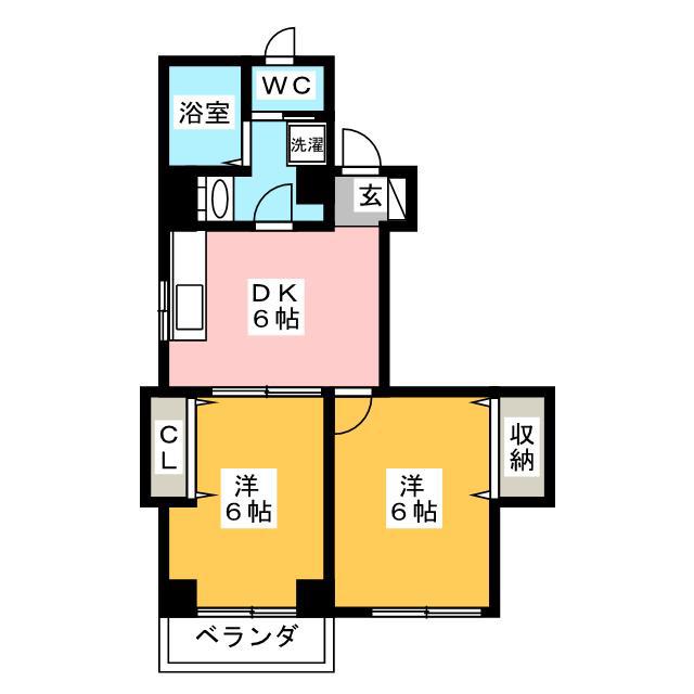 牛込テラス(2DK/3階)の間取り写真