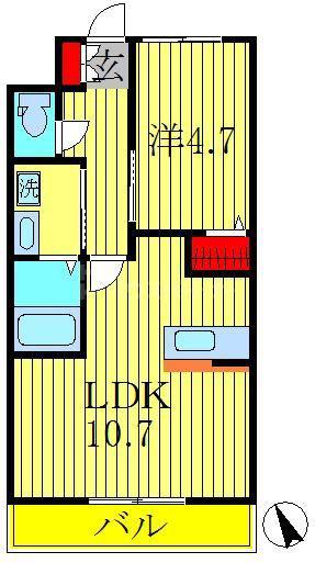 ロイヤル パピヨン(1LDK/1階)の間取り写真