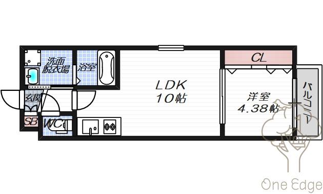 親日・梅田ノースレジデンス(1LDK/4階)の間取り写真