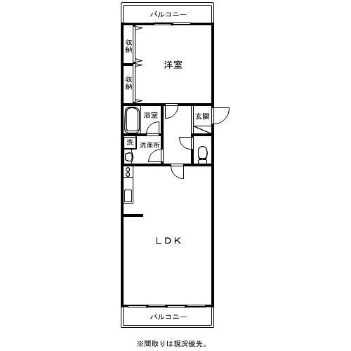 オークヒルズ707(1LDK/4階)の間取り写真