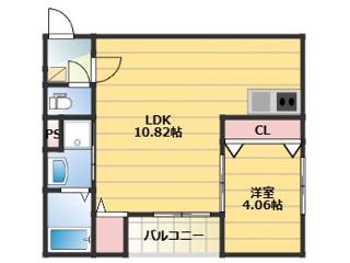 春のそよ風とBLOOM LOUNGE(1LDK/2階)の間取り写真