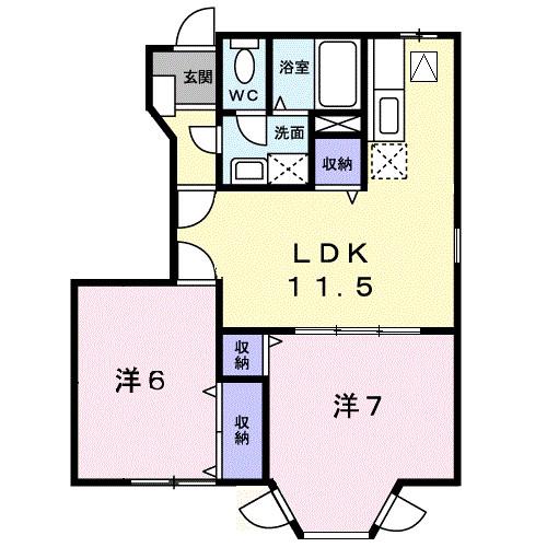 モンラルジュ8番館(2LDK/1階)の間取り写真