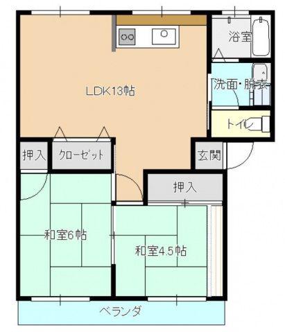 上手ハイツI(2LDK/1階)の間取り写真