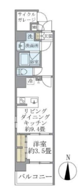 D′S VARIE三ノ輪レジデンス(1LDK/6階)の間取り写真