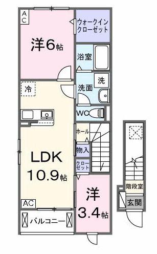 クレーシェルII(2LDK/2階)の間取り写真