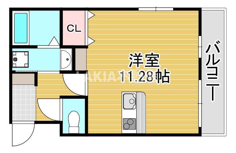 ヴィクトワール放出(ワンルーム/3階)の間取り写真