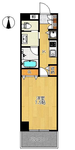 フローラル中葛西VI(1K/2階)の間取り写真
