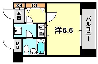 朝日プラザツインテージ神戸イースト(ワンルーム/4階)の間取り写真