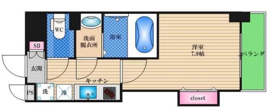 LUXE長田(1K/10階)の間取り写真