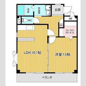 ソレイユ正徳(1LDK/1階)の間取り写真