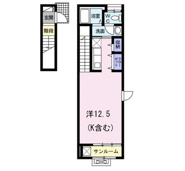 フォレスト ヒルズ M(ワンルーム/2階)の間取り写真