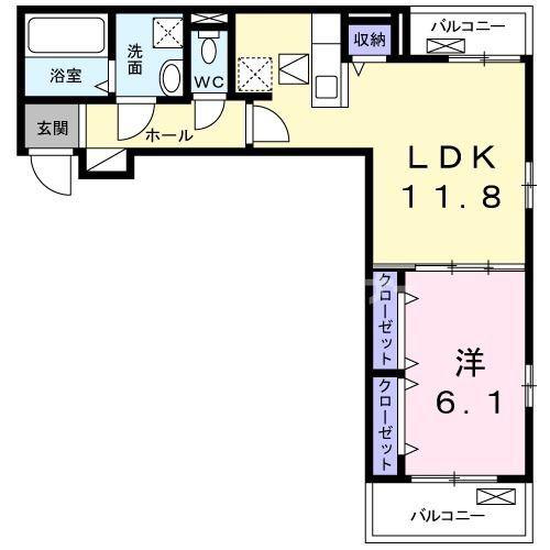 モナコII(1LDK/1階)の間取り写真