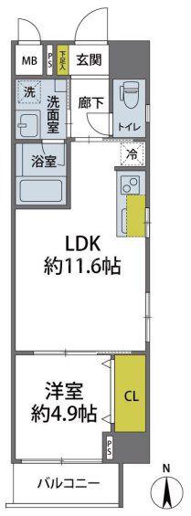 東京イーストレジデンス(1LDK/9階)の間取り写真
