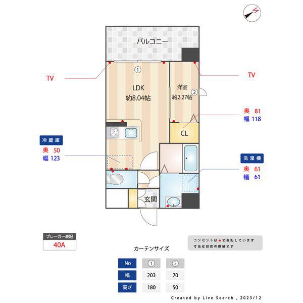 パグーロ西新南(1LDK/10階)の間取り写真