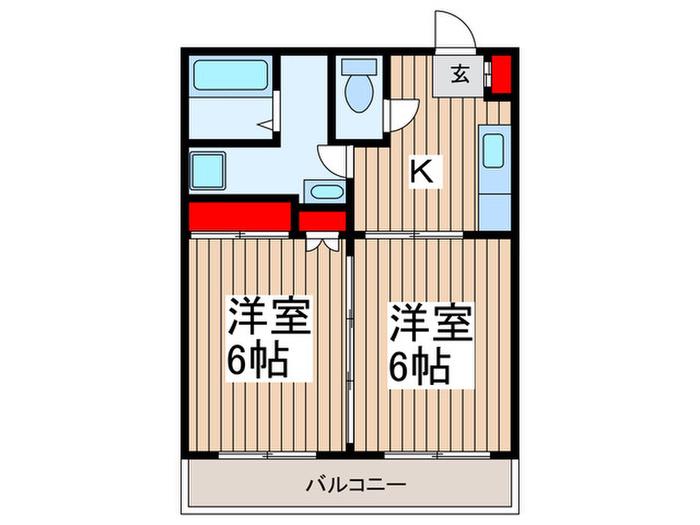 クオリティア春日部(2K/4階)の間取り写真