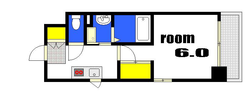 KO RESIDENCE 銀山町(1K/6階)の間取り写真