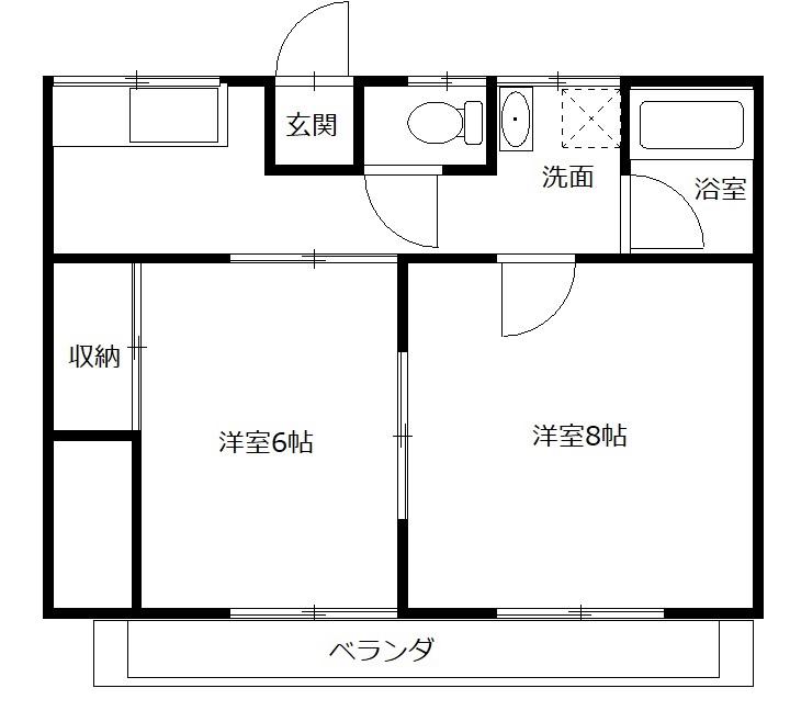 タカハシハイツ(2K/2階)の間取り写真
