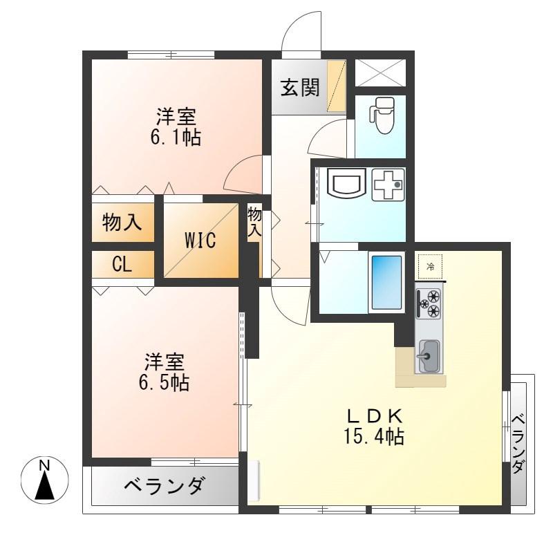 RESIDENCE ALTA II(2LDK/1階)の間取り写真