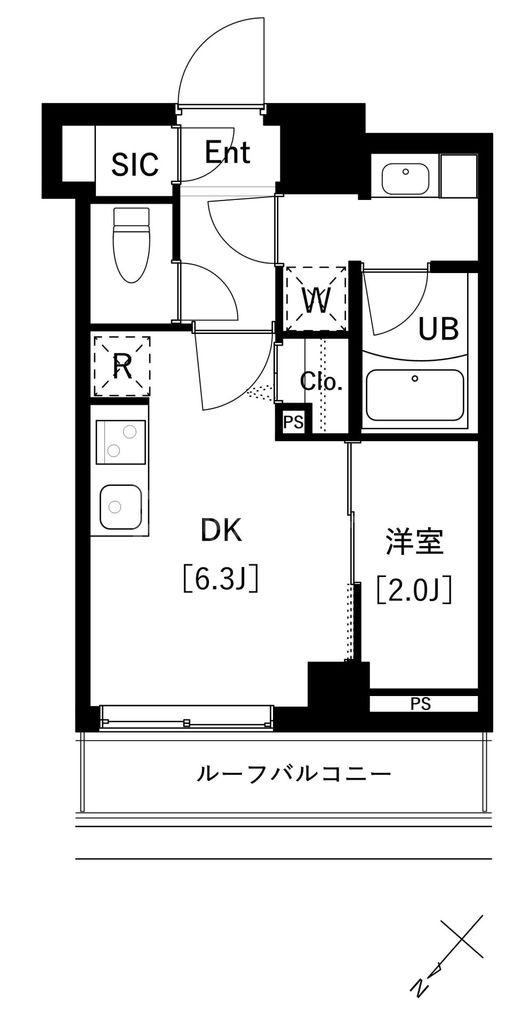ARKMARK上池袋(1DK/7階)の間取り写真