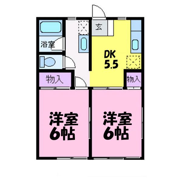 コーポ近江B(2DK/1階)の間取り写真