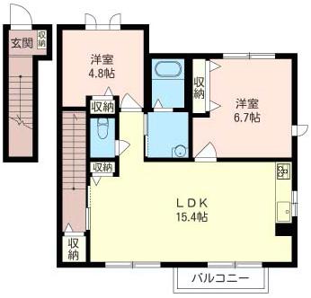 SHAMAISONシャーメゾンヒルズI(2LDK/2階)の間取り写真