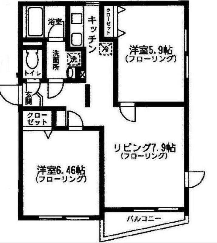 モジュロールミタカ(2LDK/4階)の間取り写真