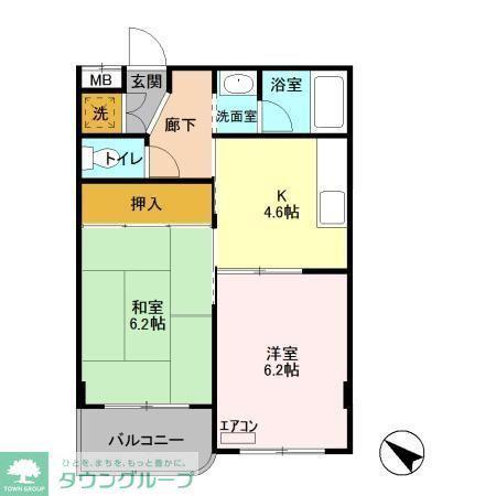 フロントアイランドハイツ(2K/3階)の間取り写真