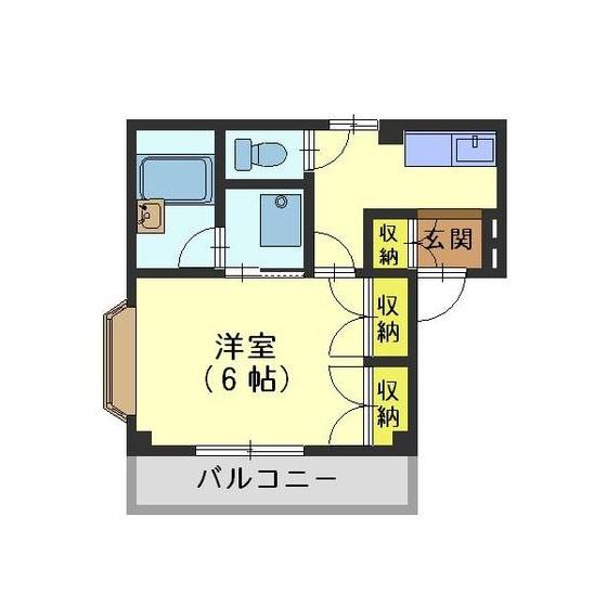 パインパレス町新I(1K/1階)の間取り写真