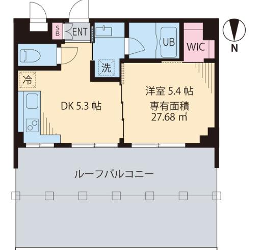 ビイルーム下北沢(1DK/4階)の間取り写真