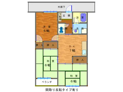 ツインアルファ1(3DK/1階)の間取り写真